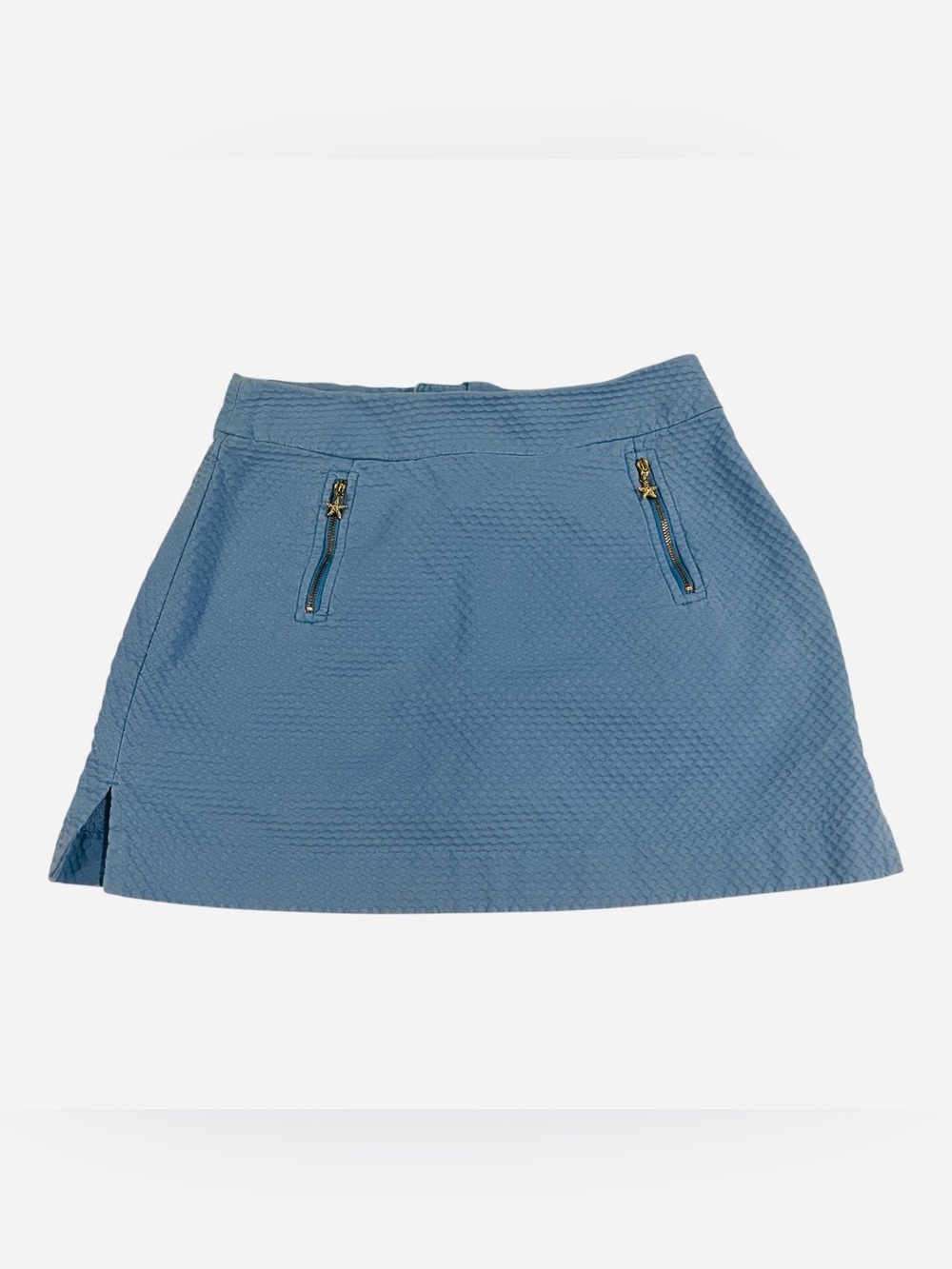 Lilly Pulitzer Blue Textured Mini Skirt Womens 6 Coastal Preppy Resort Skort